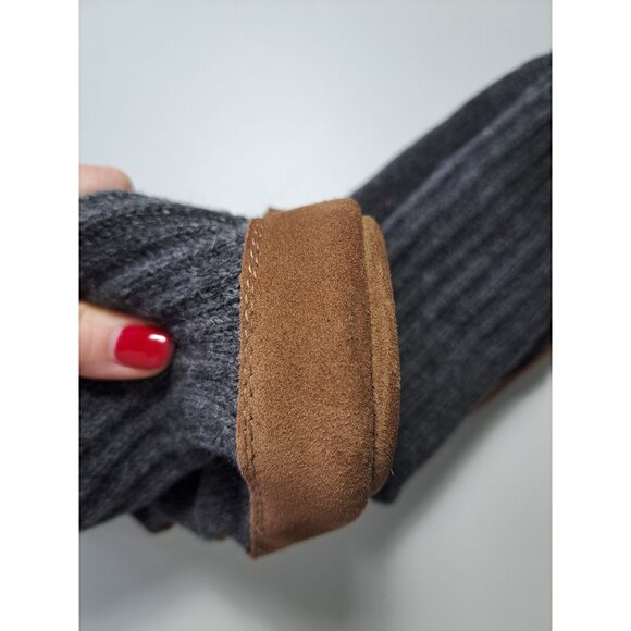 L.L.Bean Suede Sole Knit Slipper Socks For Men Size L M(10 1/2-11 1/2) Gray/Brow - Picture 10 of 10